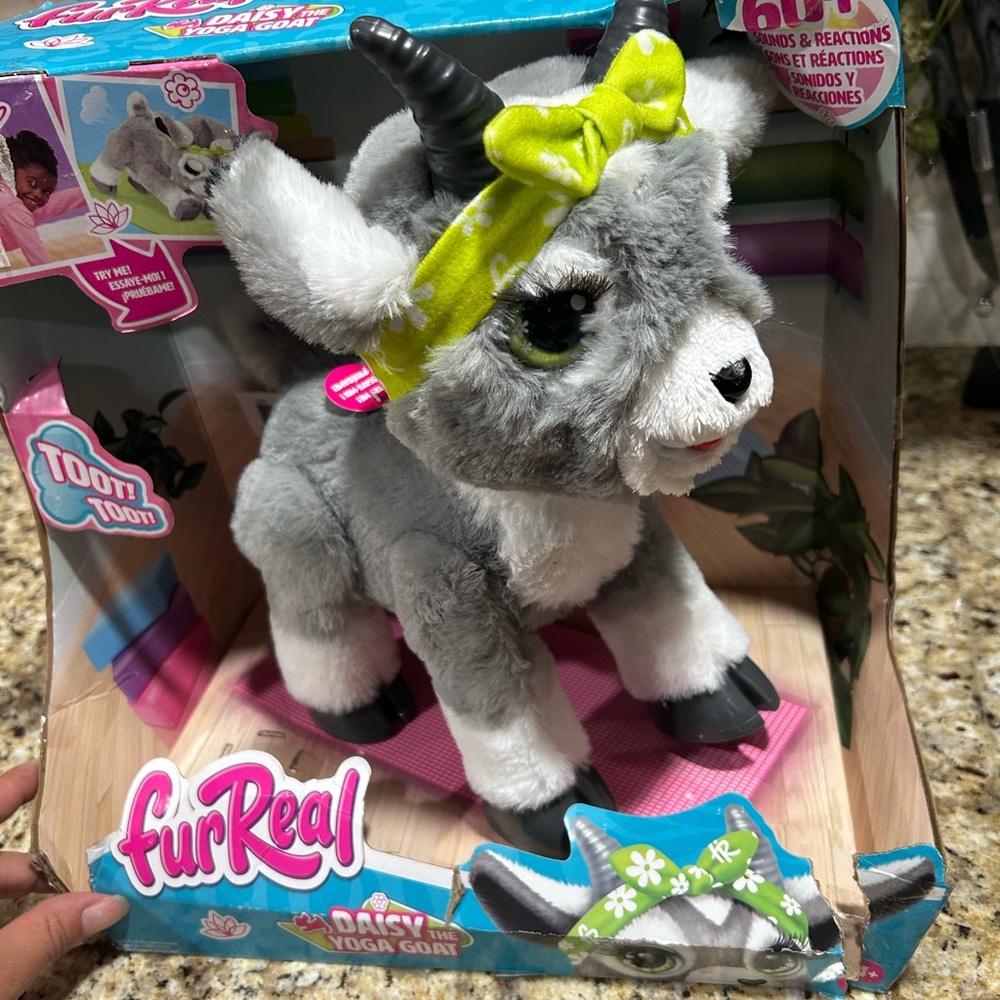 Daisy the Yoga Goat Plush Toy - Gray and White